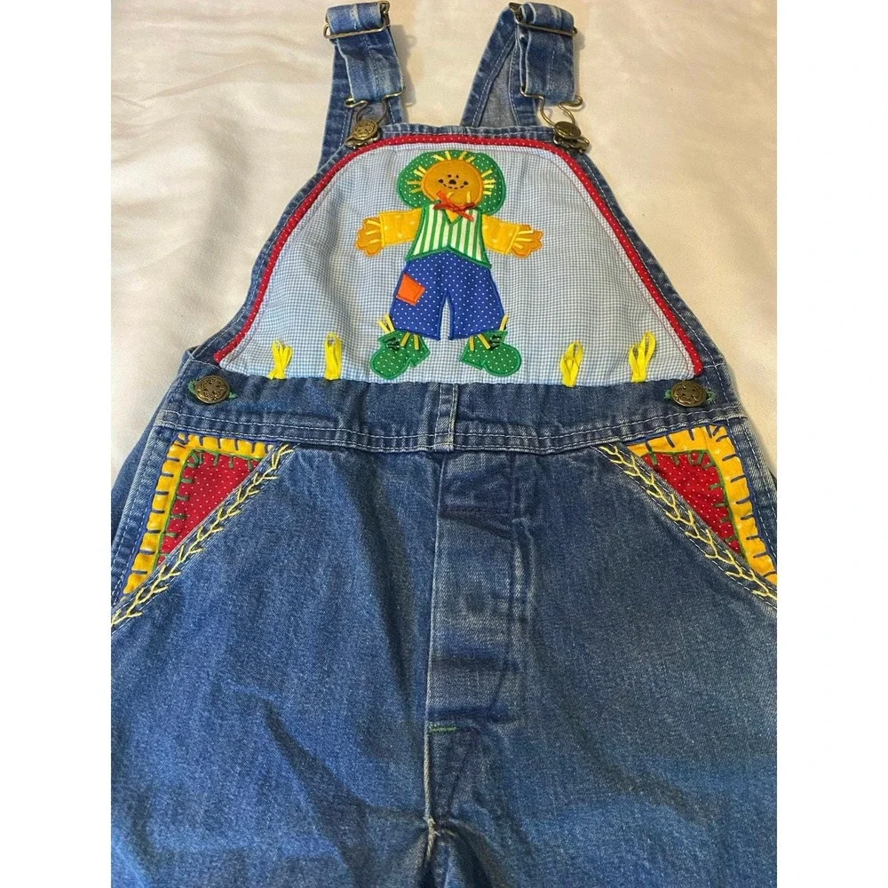 VTG OshKosh One-of-a-Kind Denim Kids Overalls‎ Quilted by Marti Michell Rare